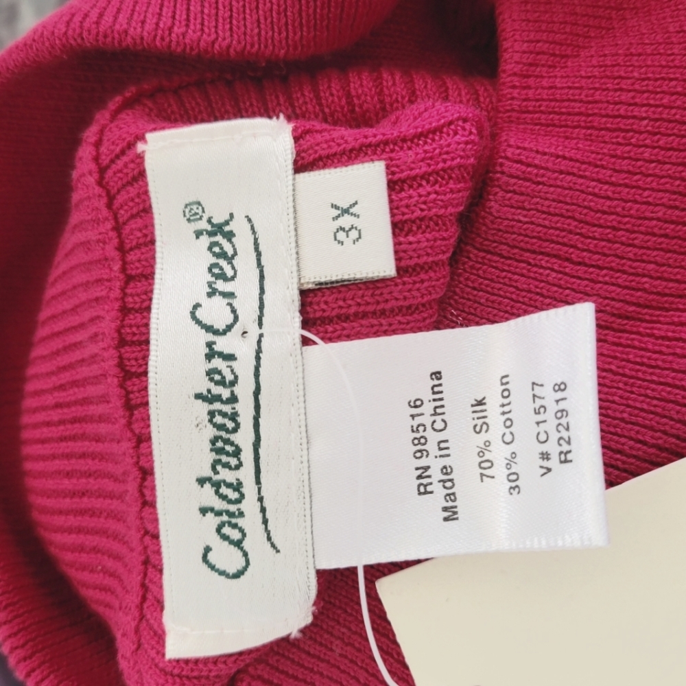 Coldwater Creek Raspberry Rib Knit Mock T Neck 3X NWT - Picture 3 of 9